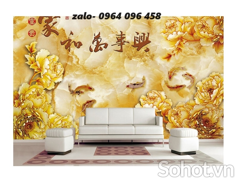 Tranh gạch 3d ốp tường hoa mẫu đơn - ALMN6