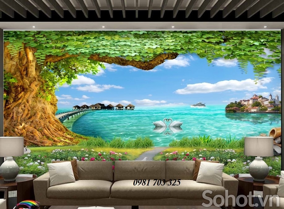 Tranh gạch 3D trang trí- tranh phong cảnh