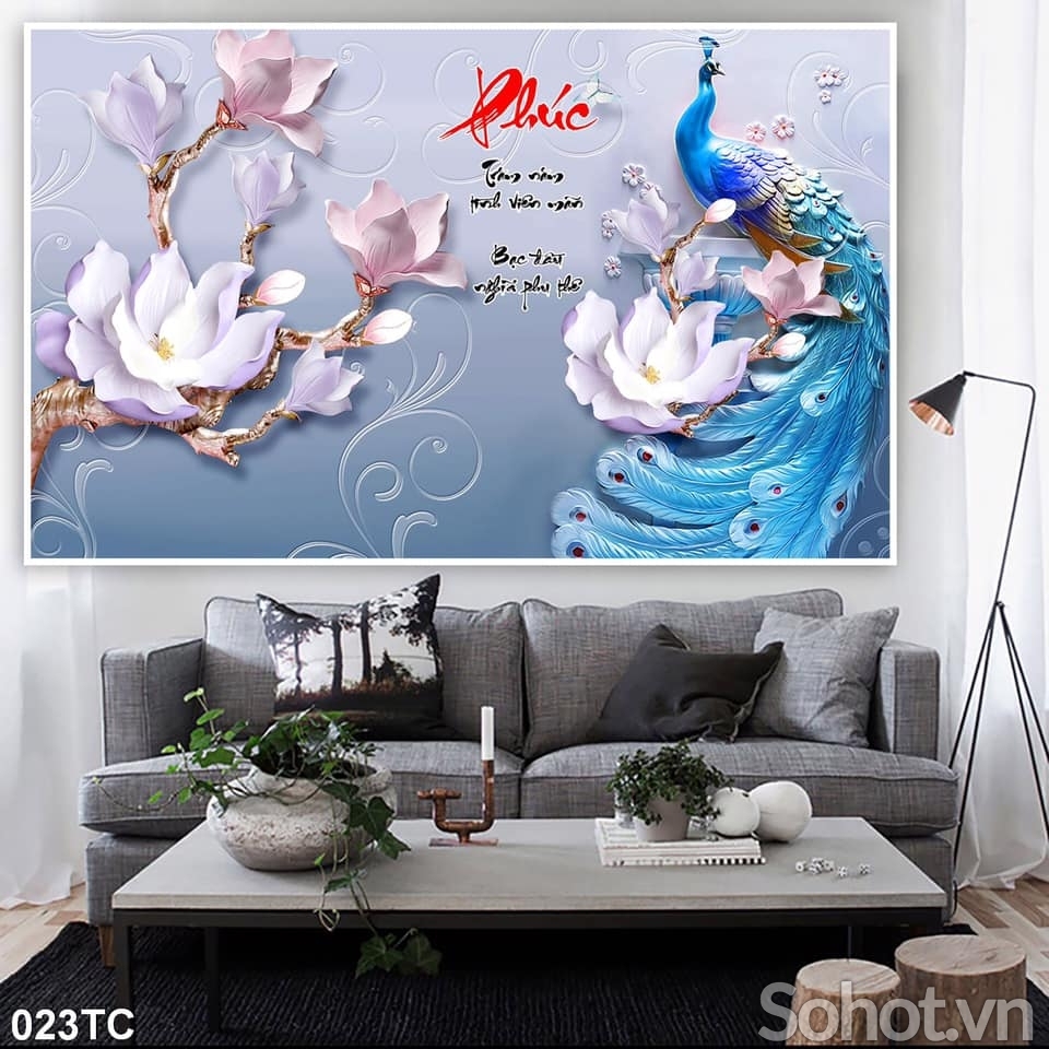 Gạch 3D ốp tường phòng khách