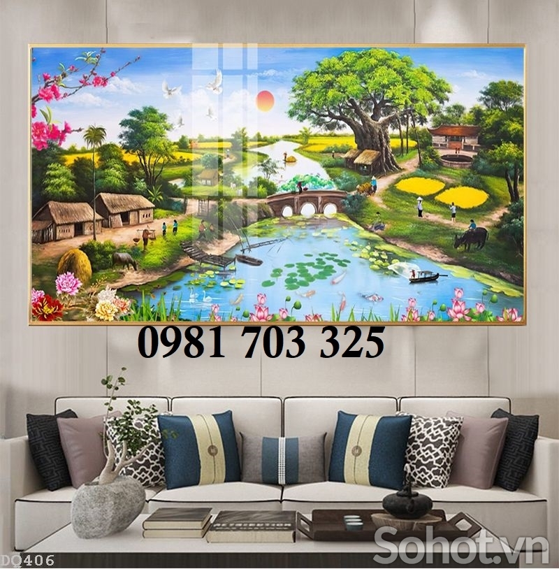 Tranh gạch 3D phong cảnh đồng quê