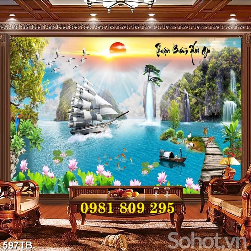 Gạch tranh , gạch trang trí thuyền 3d