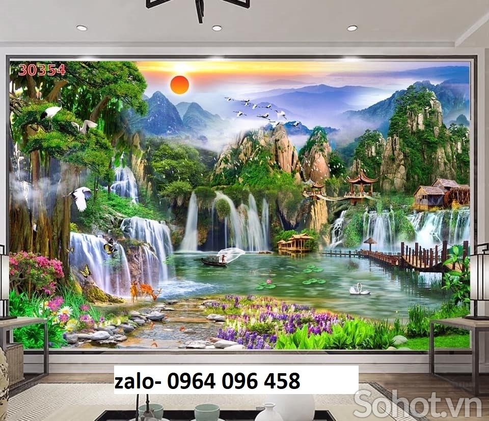 Tranh gạch 3d phong cảnh sơn thủy hữu tình - MN433