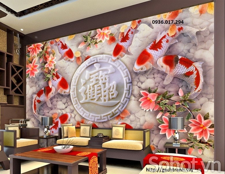 Bán tranh gạch 3d ốp tường phòng khách đẹp - 943DM