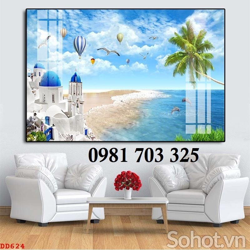 Tranh gạch 3d cảnh biển xanh
