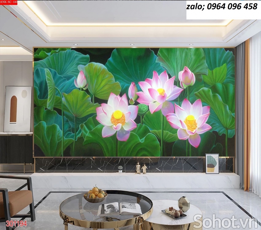 Tranh gạch 3d mẫu hoa sen - LFD3