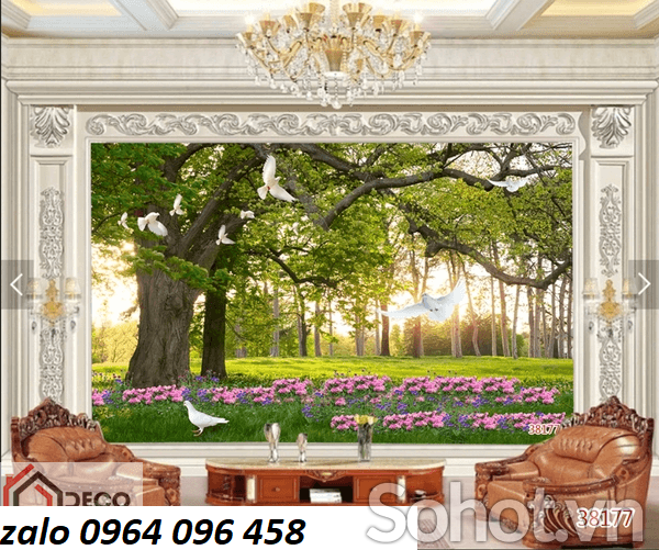 Tranh gạch 3d phông cảnh rừng cây - CV766