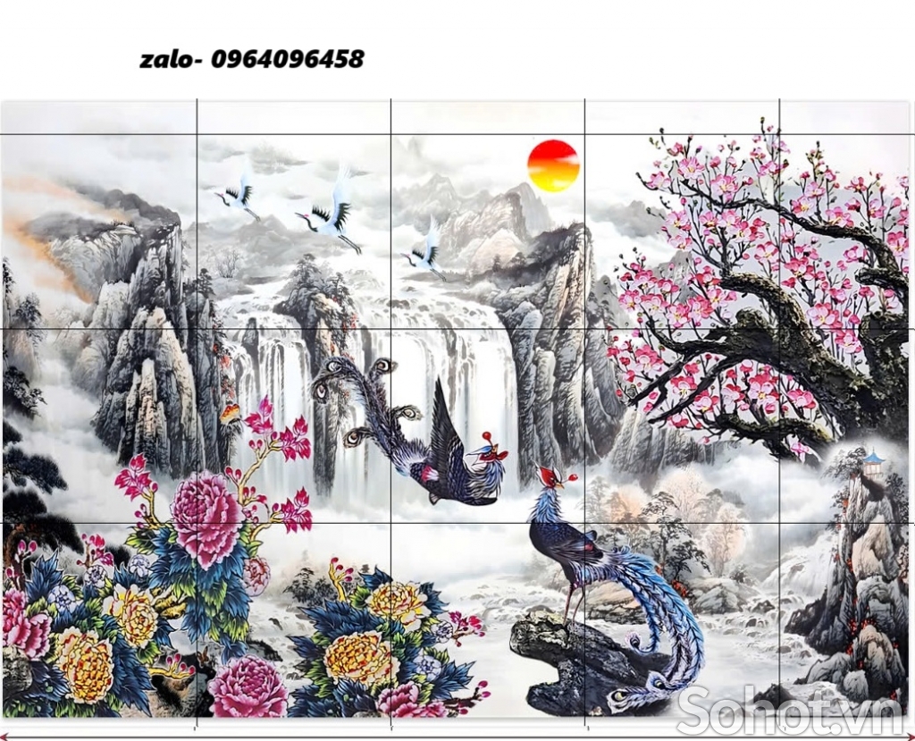 Tranh thủy mạc - tranh gạch 3d thủy mạc - SJK08