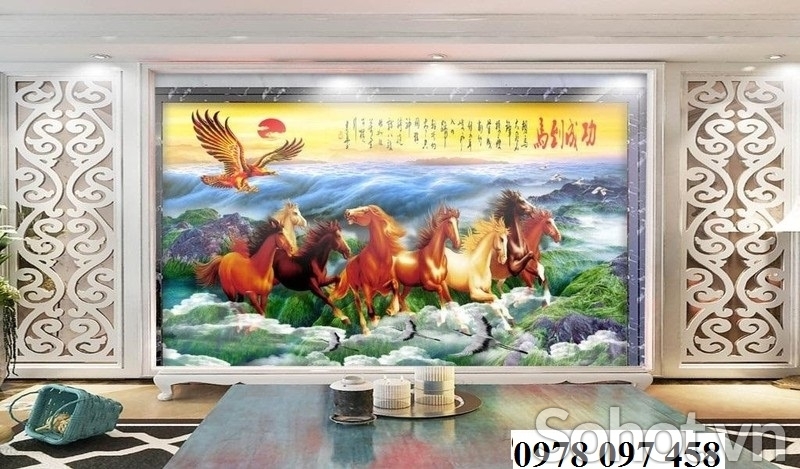 Tranh gạch - tranh mã đáo thành công