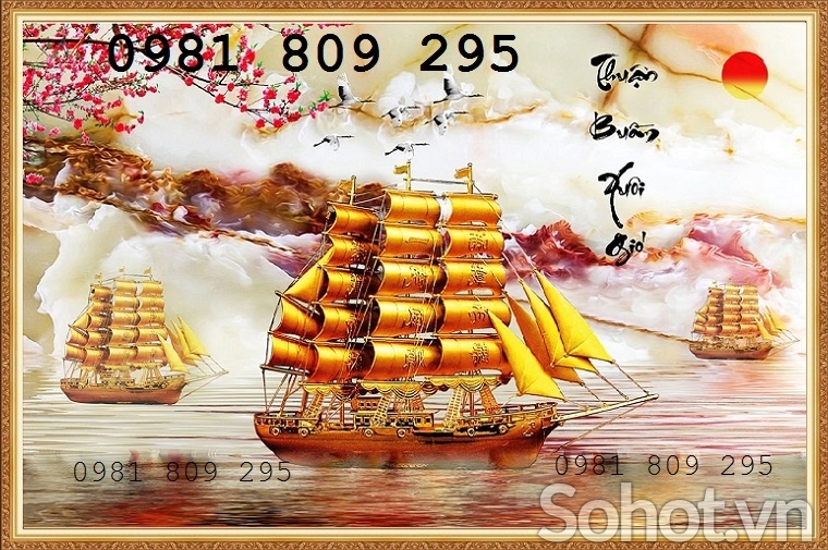 Tranh gạch 3d phong thủy , tranh thuyền