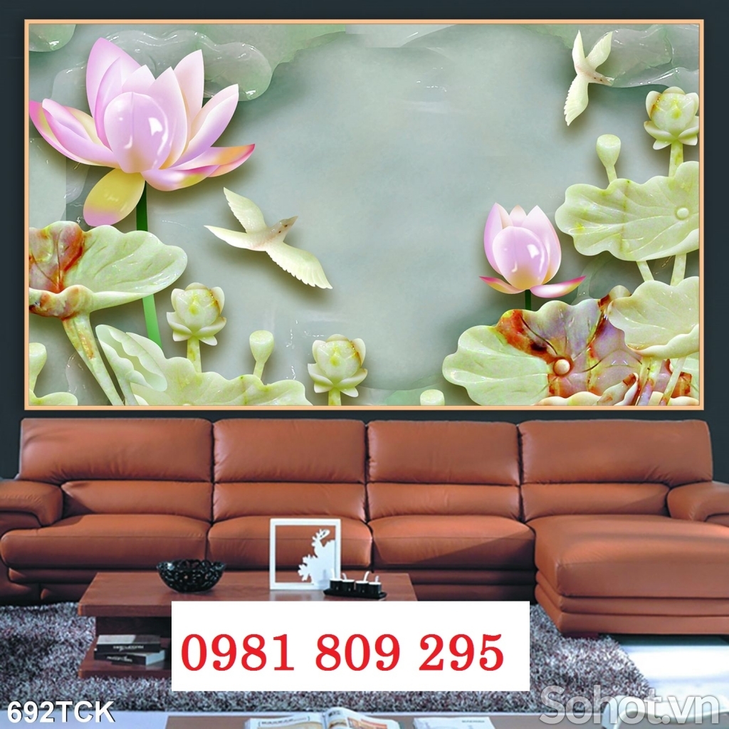 Gạch 3d hoa sen ốp tường - tranh gạch men