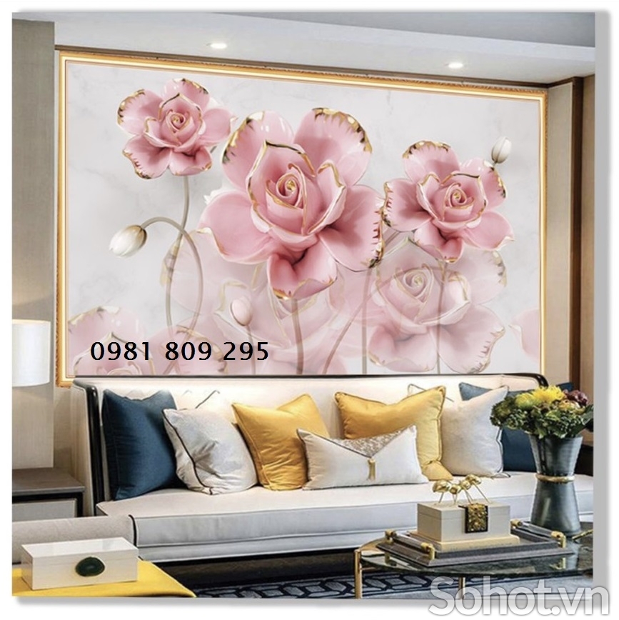 Gạch 3d hoa ngọc , tranh gạch ốp phòng khách HP3658
