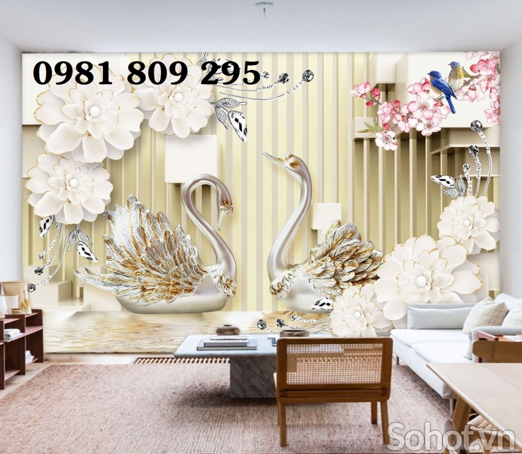 Tranh gạch 3d hoa dán tường