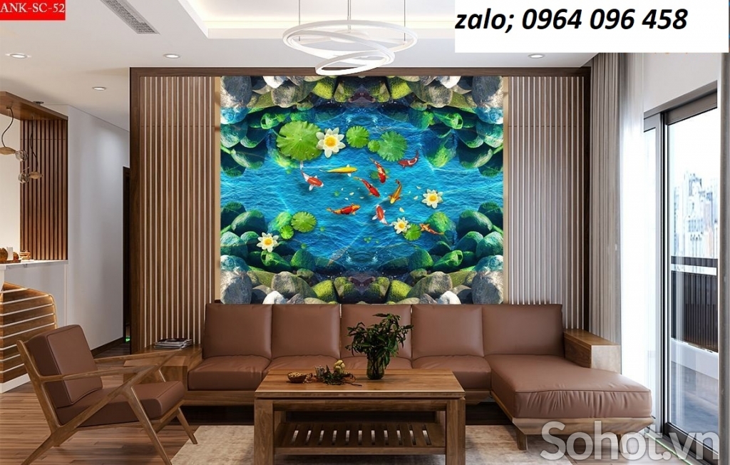 Tranh gạch 3 cửu ngư quần hội - 809CB