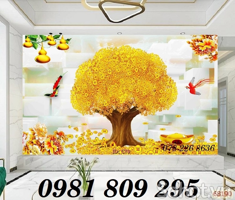 Gạch 3d trang trí cây kim tiền
