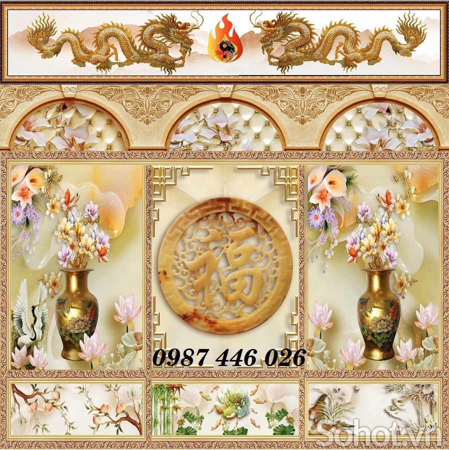 Tranh gạch men phòng thờ đẹp HP8623