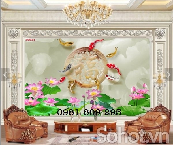 Gạch tranh - tranh gạch 3d hoa sen