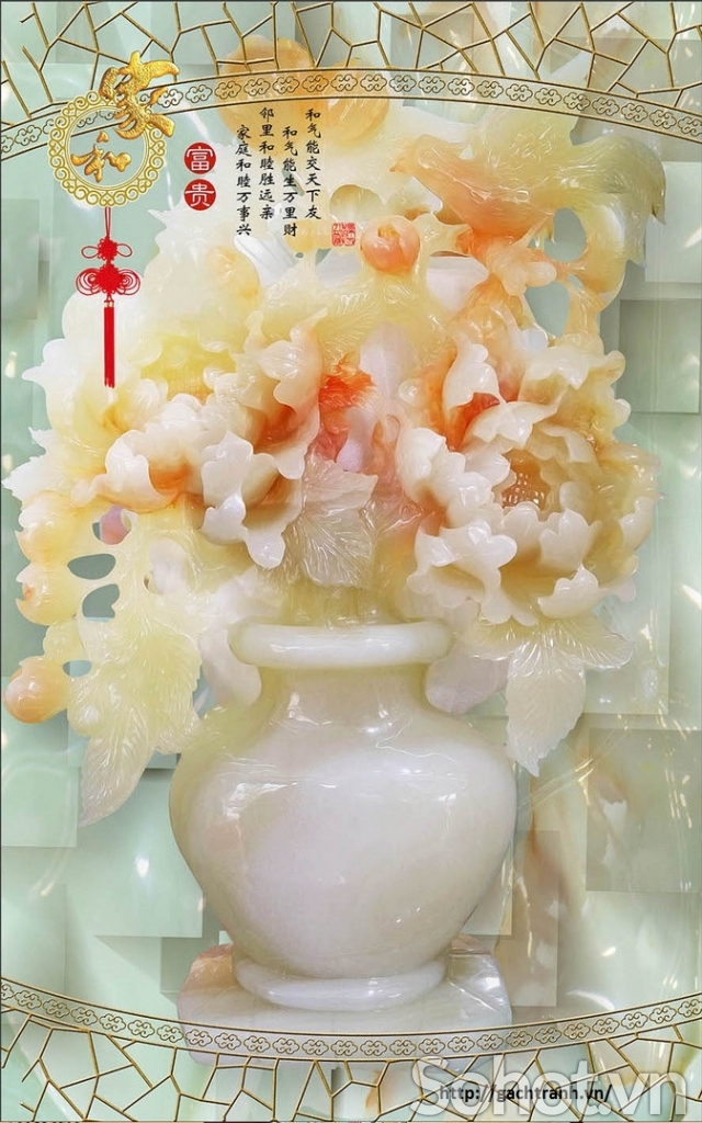Gạch tranh 3d ốp tường mẫu bình hoa - DSZ22
