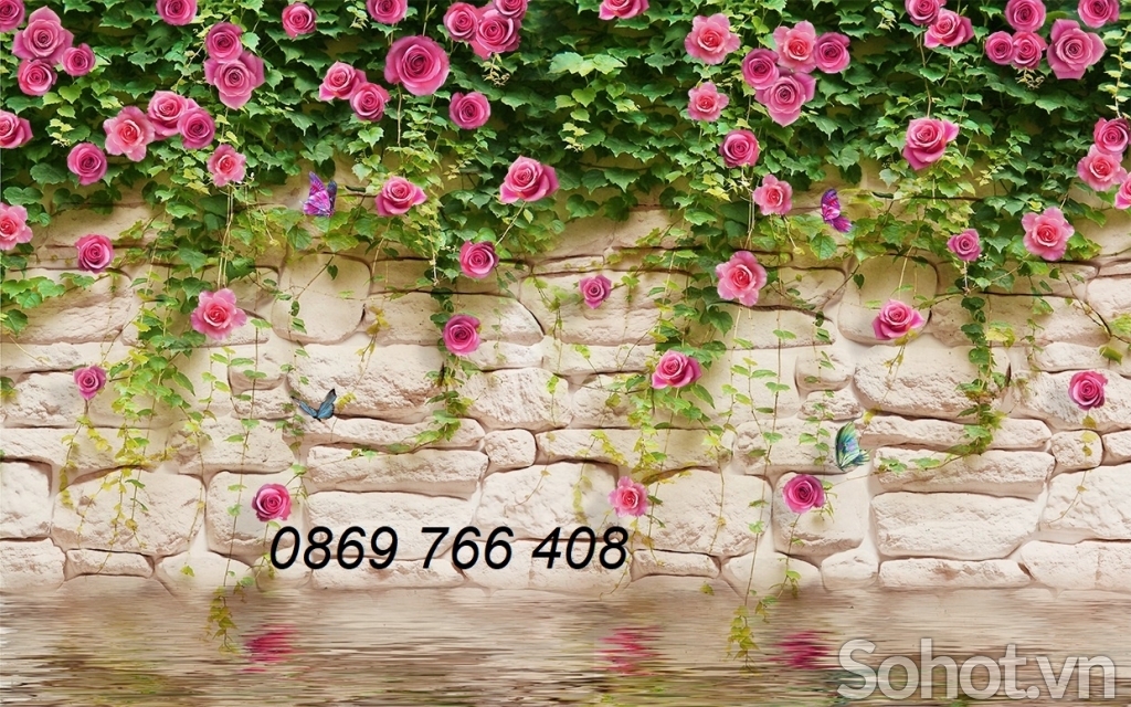 Tranh 3d hoa hồng trang trí ốp tường