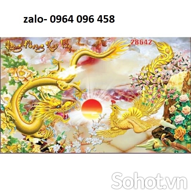 Tranh gạch 3d phong thủy rồng phượng - XVC551