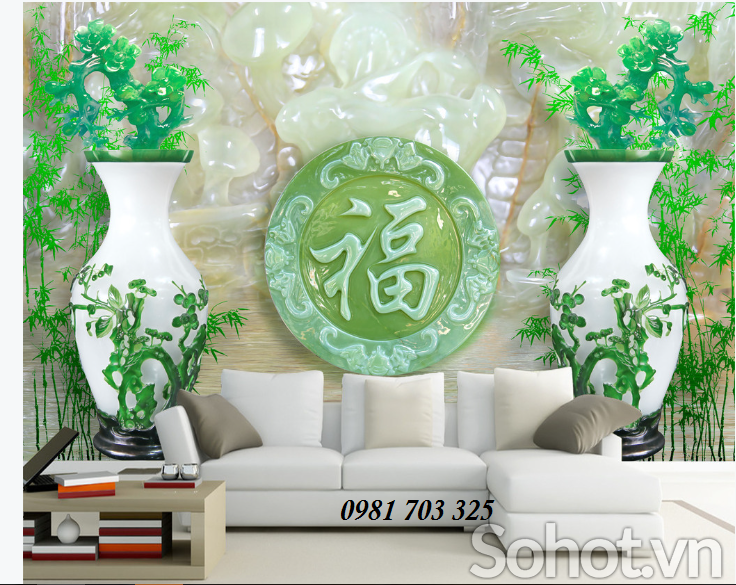 Tranh 3D bình hoa- gạch tranh 3D