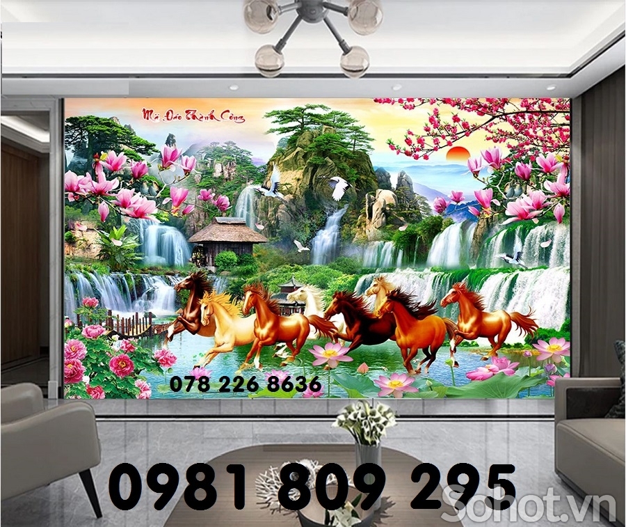 Mã đáo thành công 3d - gạch tranh 3d ngựa