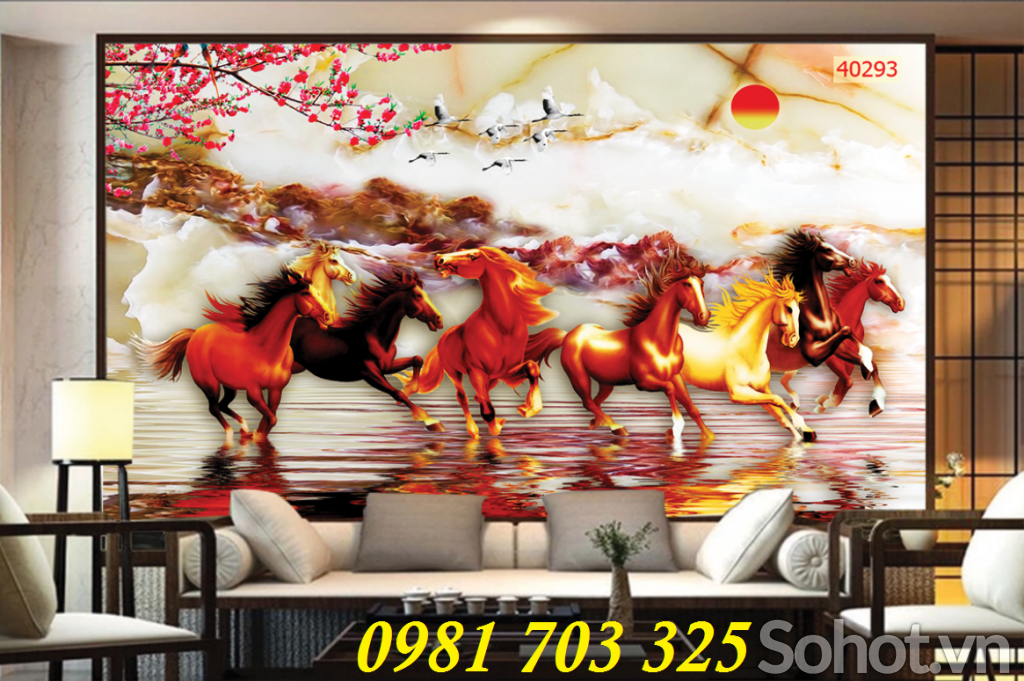 tranh 3D phong thủy,gạch tranh bát mã