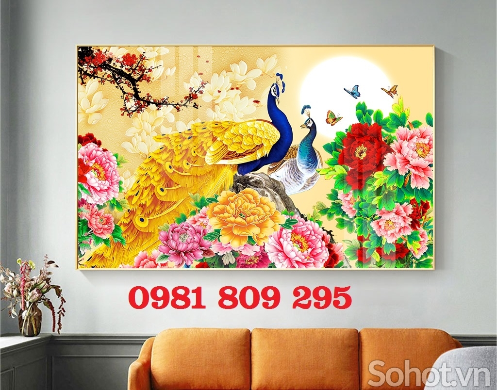 Tranh gạch , tranh 3d cao cấp chim công