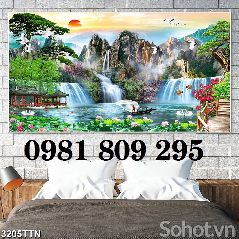 Tranh phong cảnh - gạch tranh thác nước 3d GF9473
