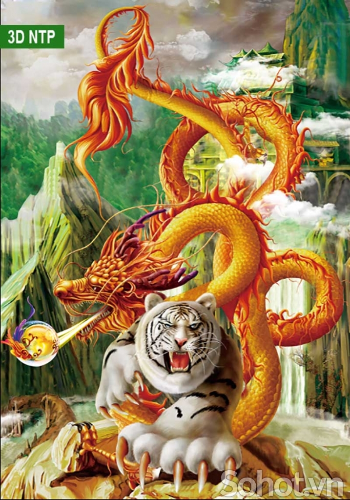 Tranh gạch 3d rồng phượng - CVC4