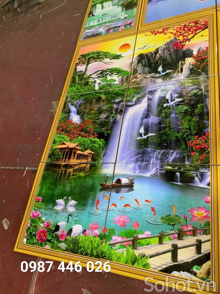 Gạch 3d ảnh thực tế tranh thác nước