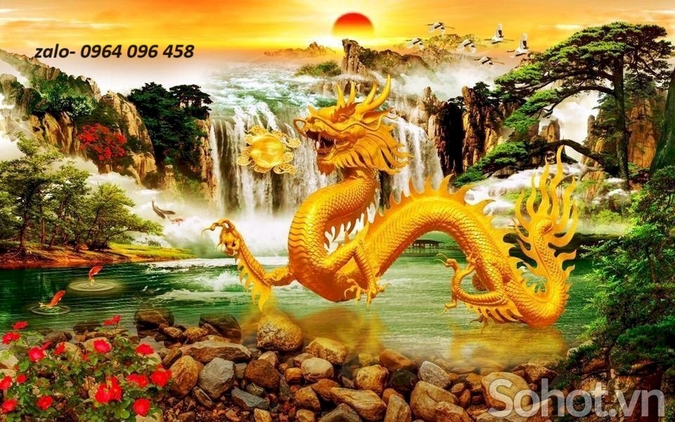 Tranh gạch 3d rồng phượng - HGFE3