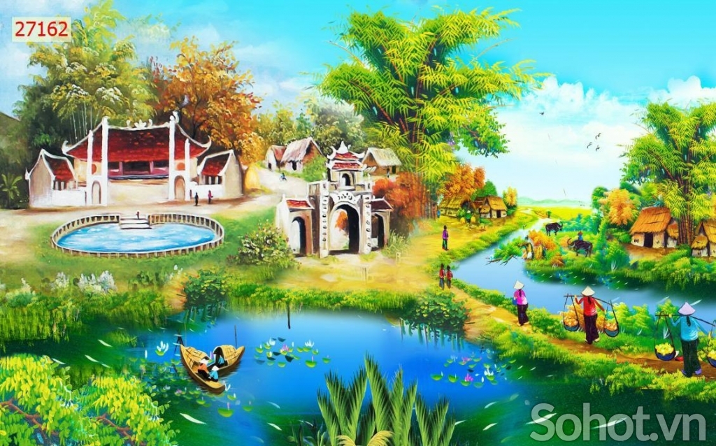 Tranh gạch trang trí cảnh đồng quê 3d - HSCX44