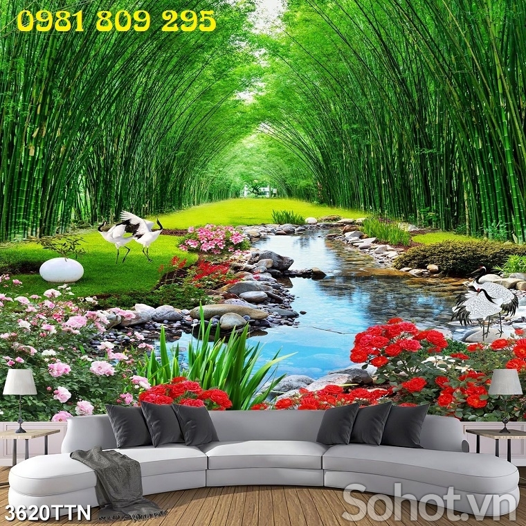 Tranh gạch rừng tre trúc H0895