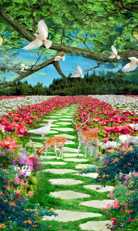 Tranh cảnh đồng quê - tranh gạch 3d đồng quê - 777XM