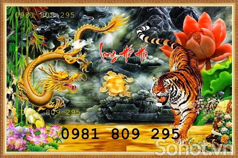 Tranh con hổ - gạch tranh 3d rồng hổ tranh đấu - Tranh gạch H73