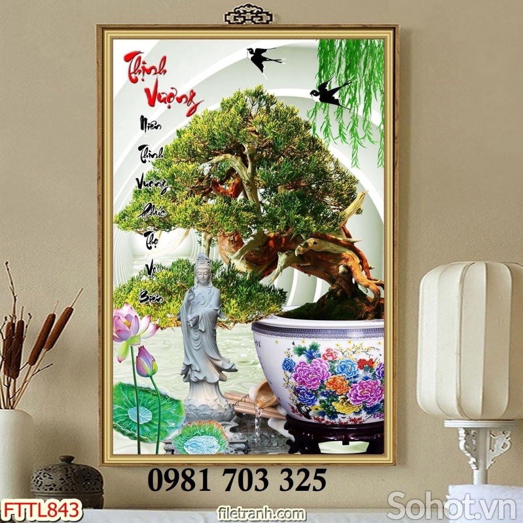 Gạch tranh 3D cây cảnh phong thủy ốp tường