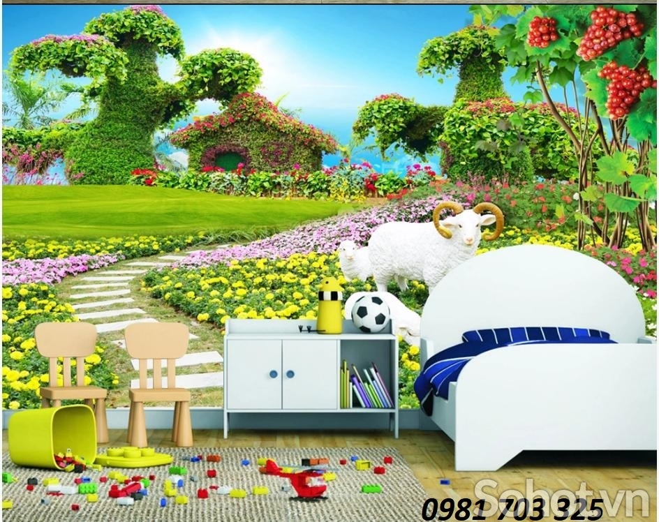 tranh gạch 3D ốp tường phòng khách