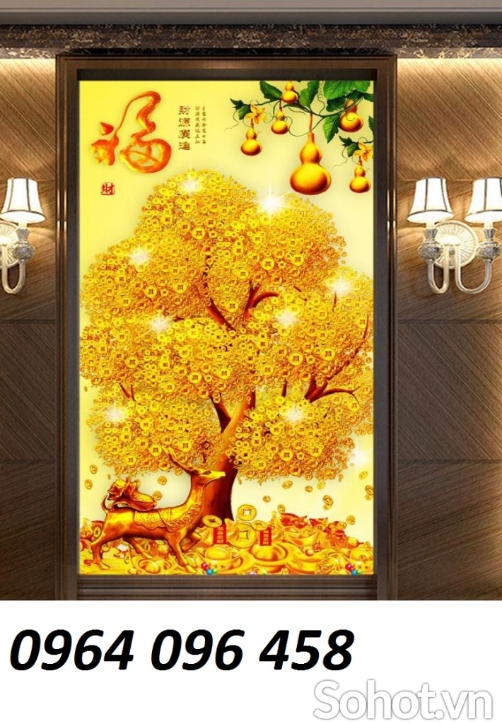 Tranh gạch cây kim tiền 3d - KNCX322