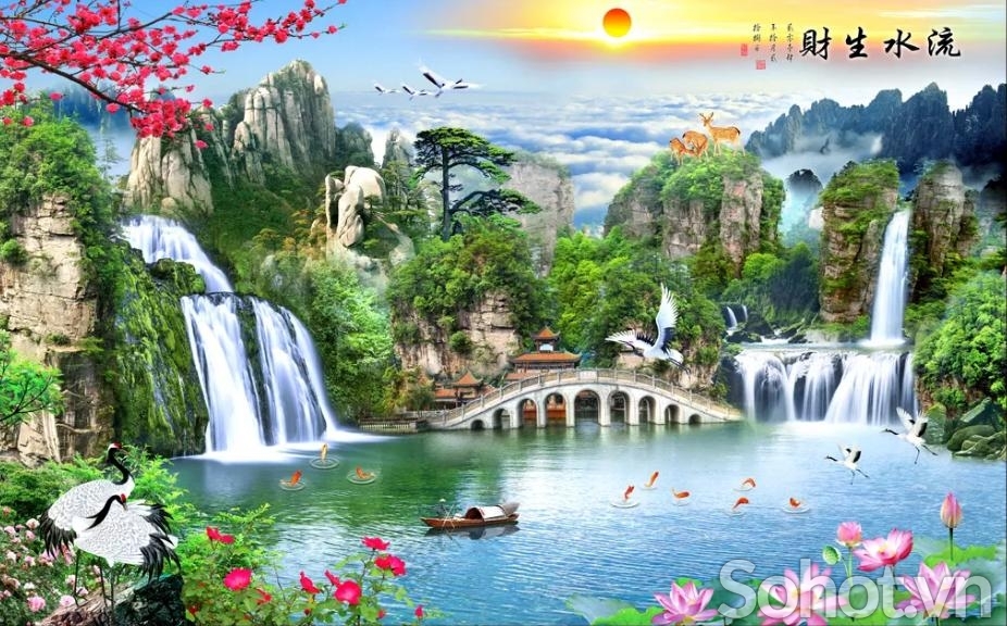 Gạch tranh dán tường - tranh phong cảnh thiên nhiên