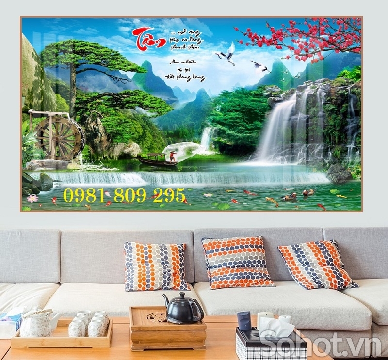 Tranh gạch men sơn thủy 3d