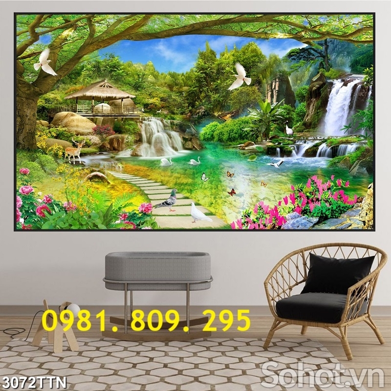 Mẫu tranh gạch 3d phòng khách , gạch 3d ốp tường