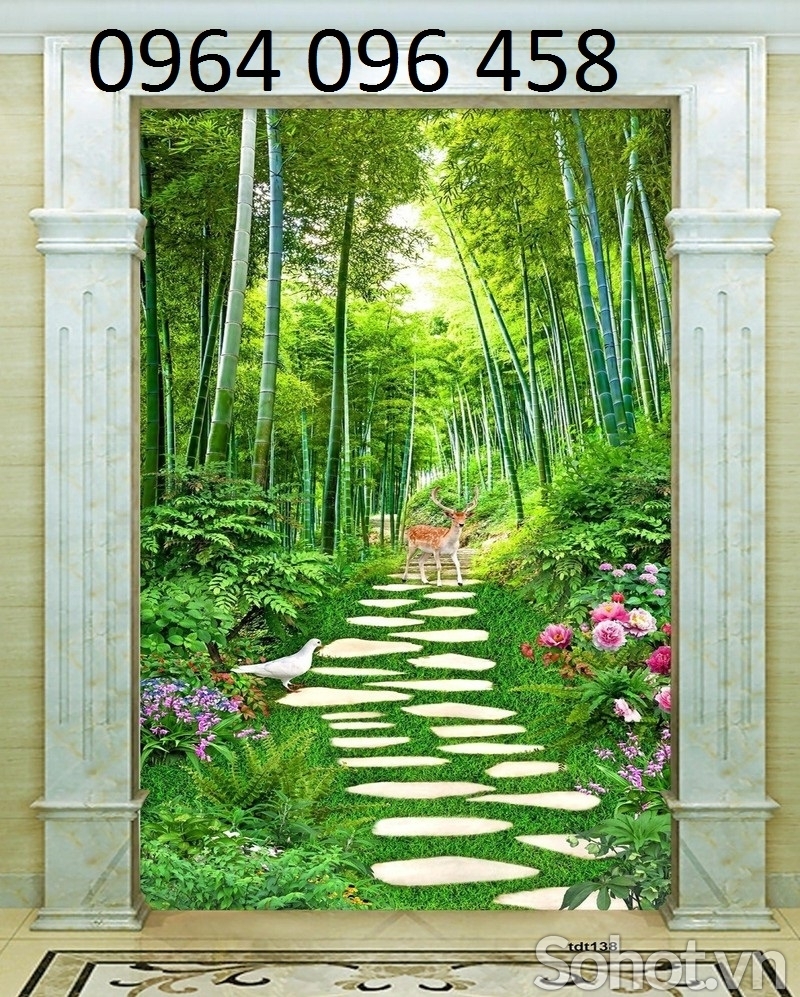 gạch tranh tre trúc 3d