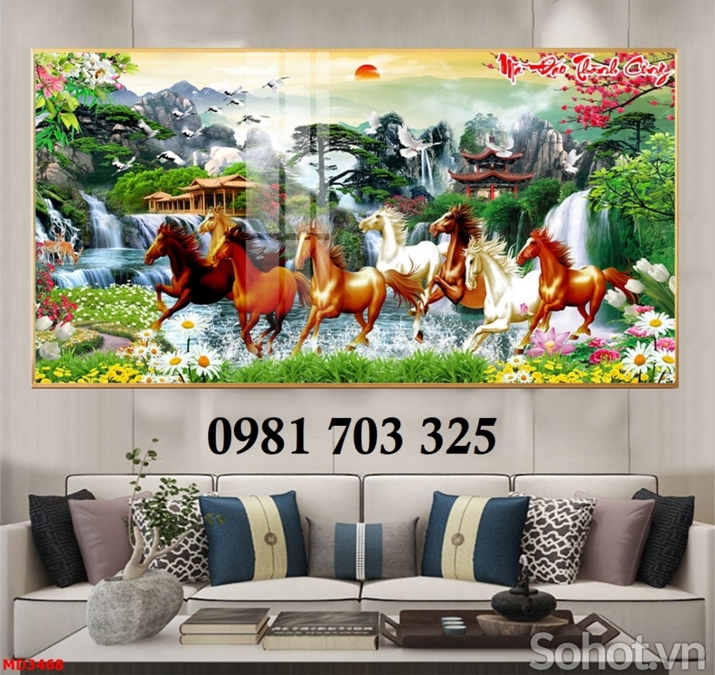Tranh gạch mã đáo thành công, tranh phong thủy 3D
