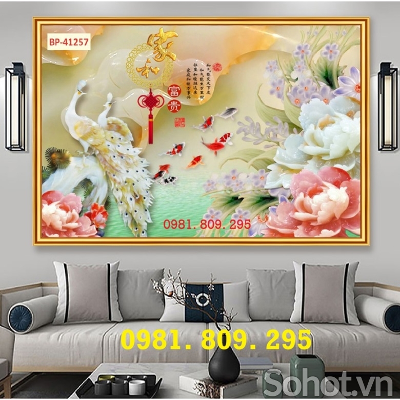 Tranh gạch hoa mẫu đơn 3d