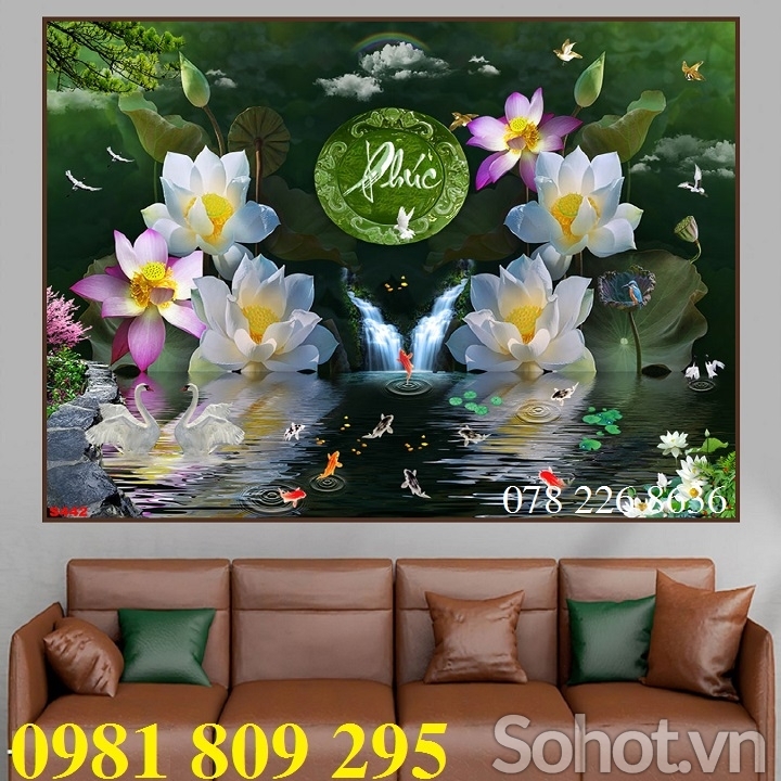 Gạch tranh 3d , gạch trang trí hoa sen