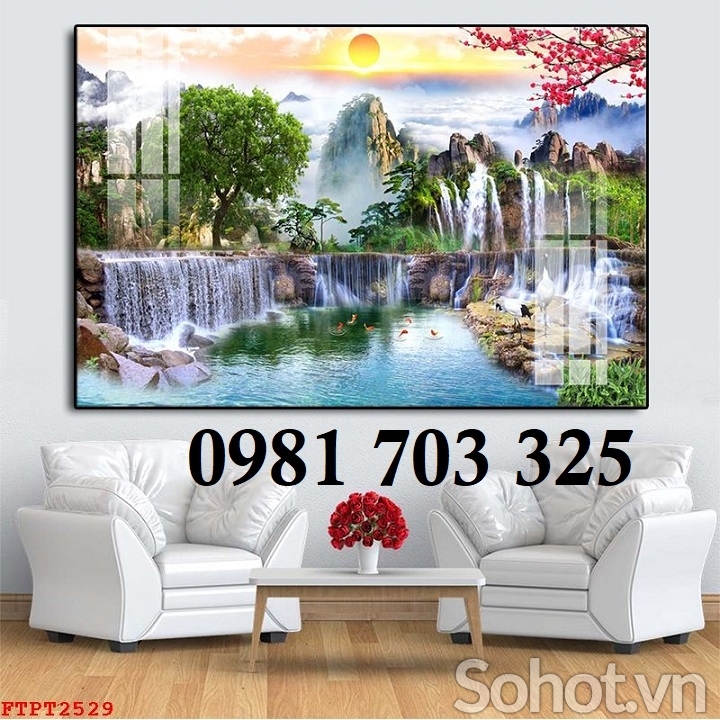 Tranh gạch thác nước 3D trang trí