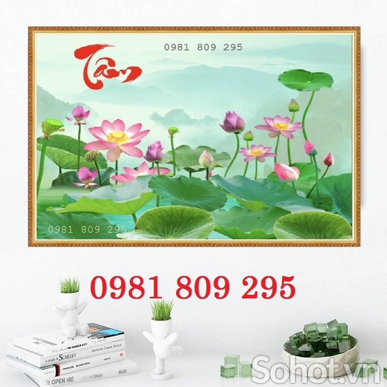 Tranh gạch hoa sen 3d