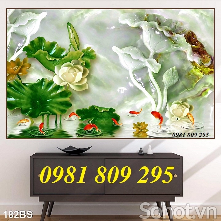 Tranh sứ ngọc , gạch tranh 3d hoa sen sắc nét