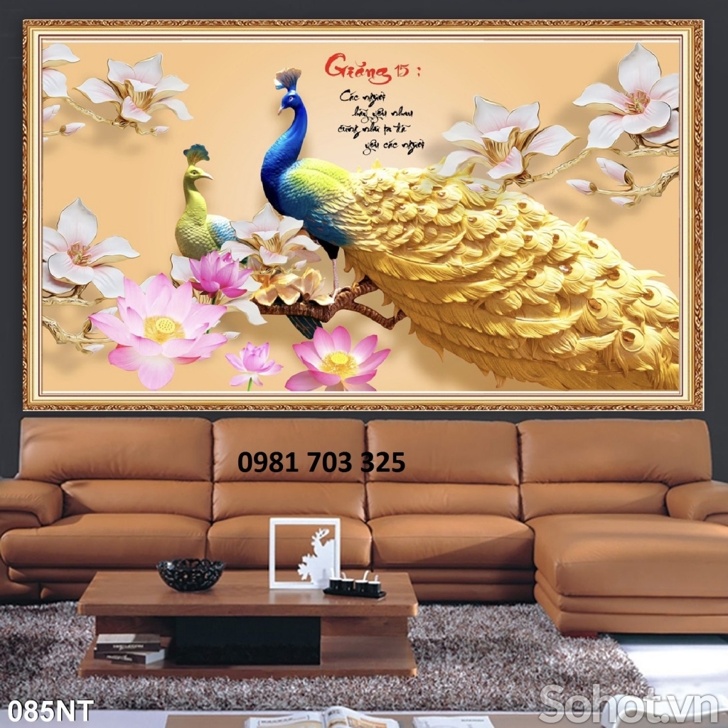 Gạch 3D chim công- tranh gạch phong thủy