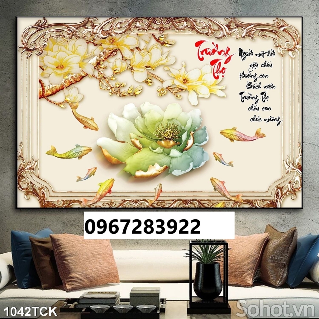 Tranh gạch trang trí cá chép hoa
